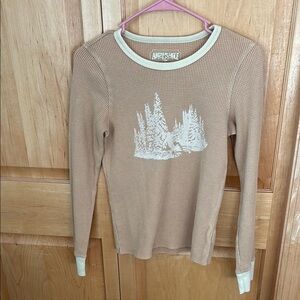 American Eagle Outfitters Tan Sweater with cream trim